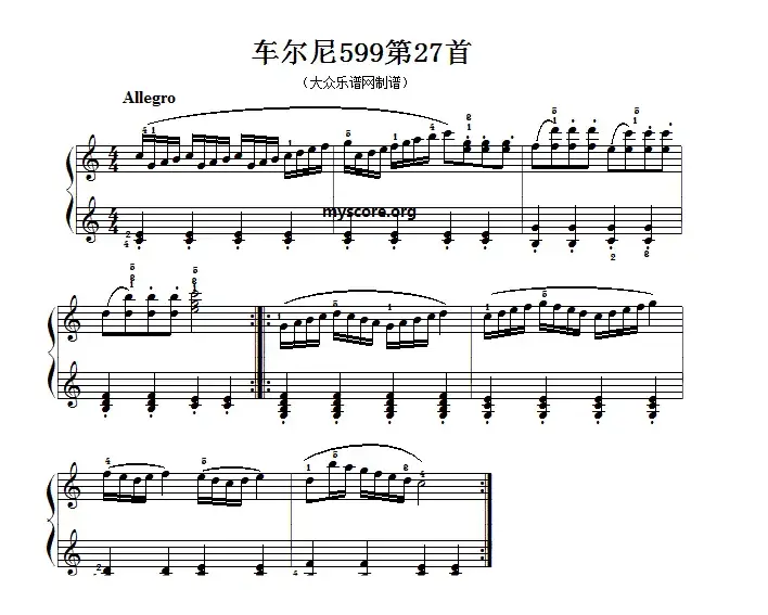 车尔尼599第27首曲谱及练习指导