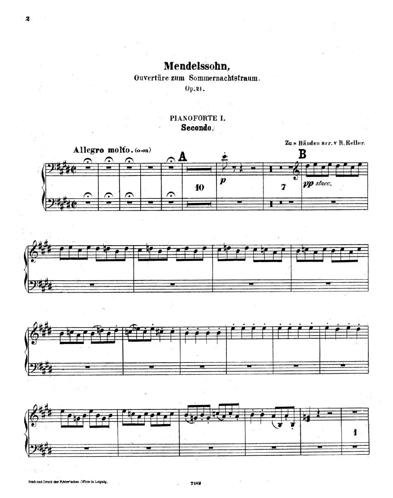 Ein Sommernachtstraum Overture Op.21（仲夏夜之梦序曲·八手联弹版）