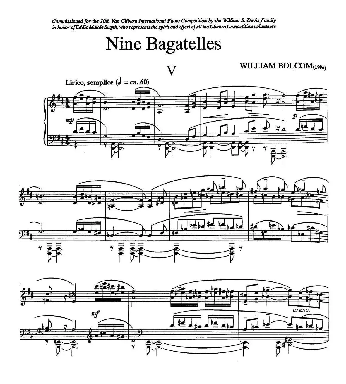 Nine Bagatelles （9首小品）（Ⅴ）