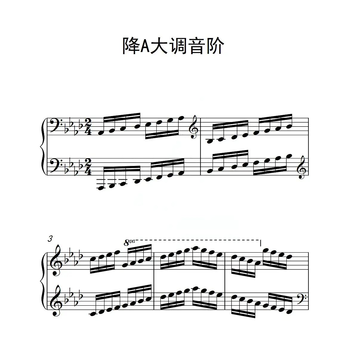 第六级 降A大调音阶（中国音乐学院钢琴考级作品1~6级）
