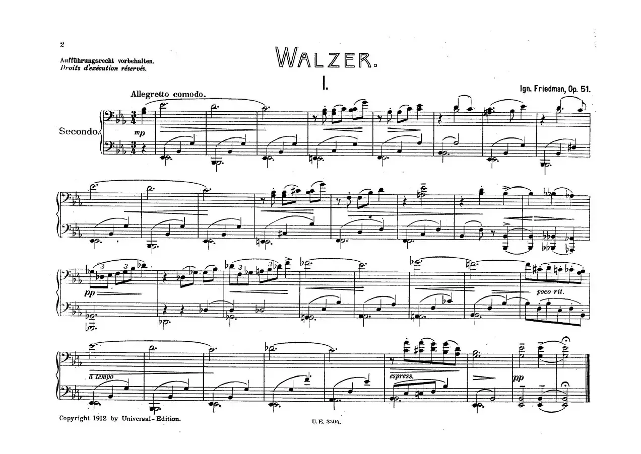 5 Waltzes Op.51-4 Hands（5首圆舞曲-四手联弹）