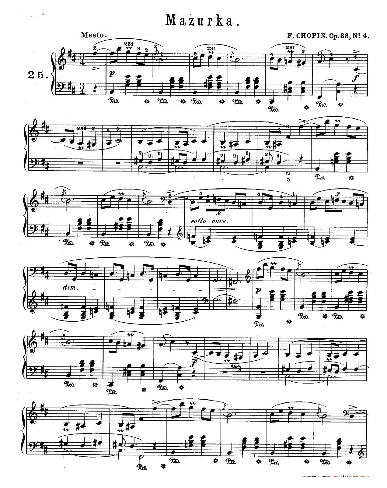 Quatre Mazurkas Op.33（4首玛祖卡舞曲·4）