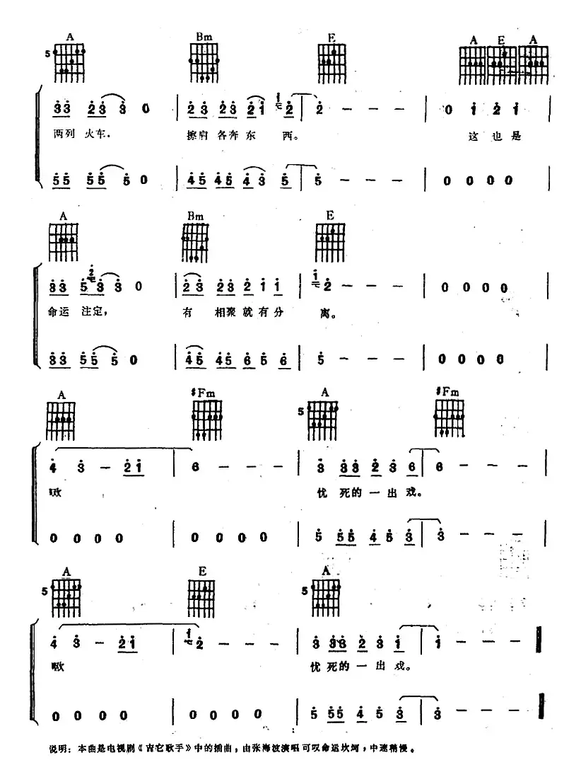 人生小站（电子琴吉他弹唱谱）