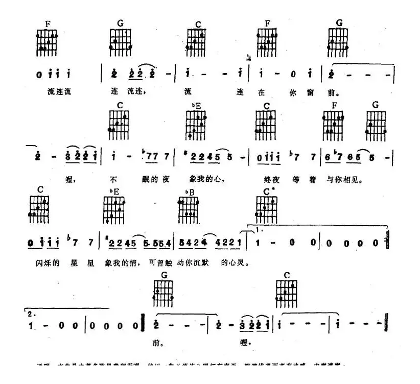 流连（电子琴吉他弹唱谱）
