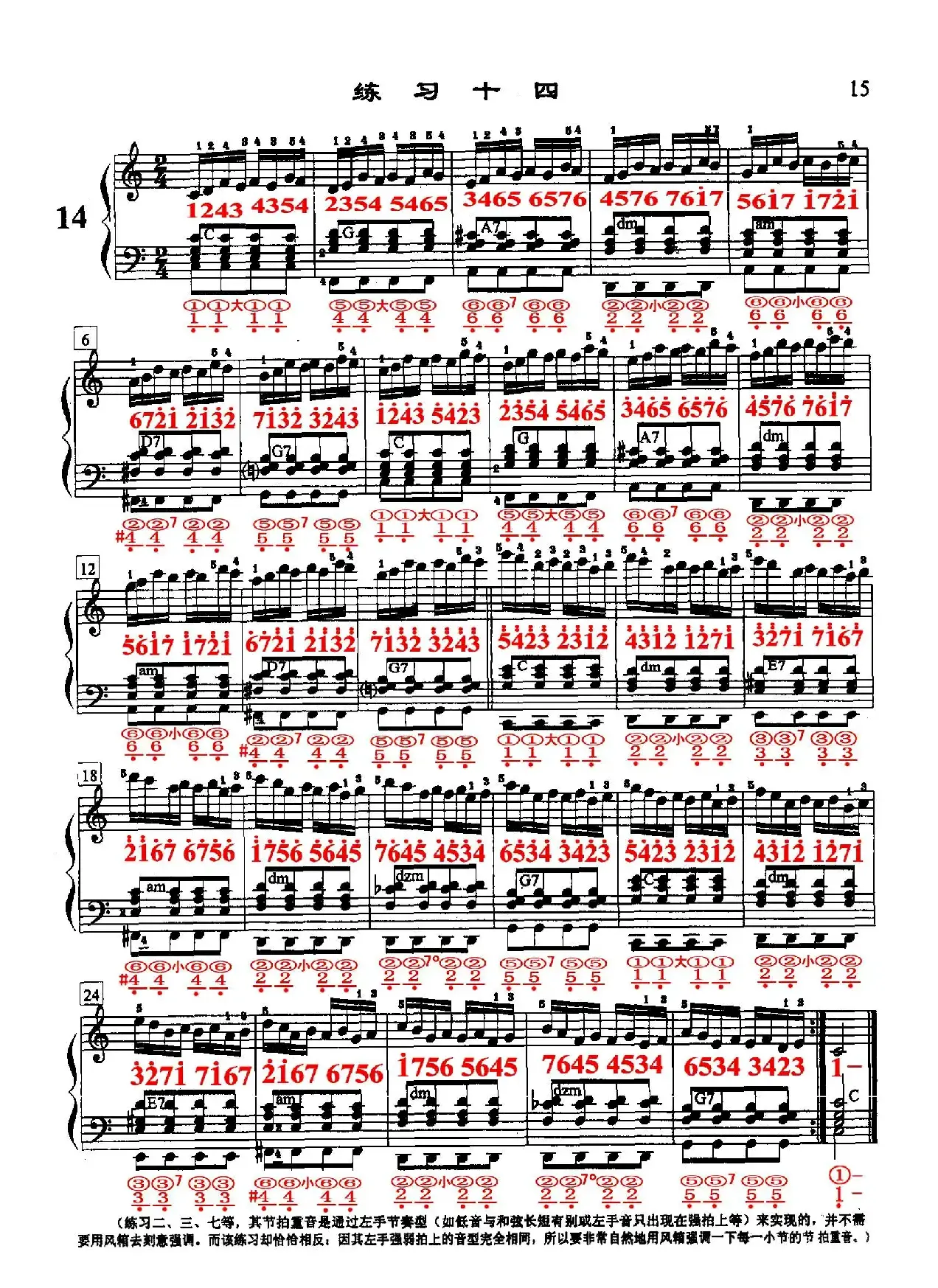 哈农《手风琴手指练习》之十四（五线谱+简谱）
