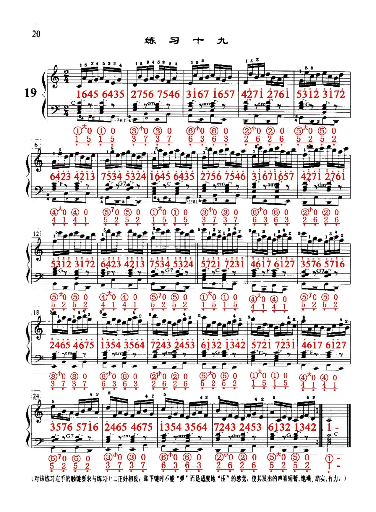 哈农《手风琴手指练习》之十九（五线谱+简谱）