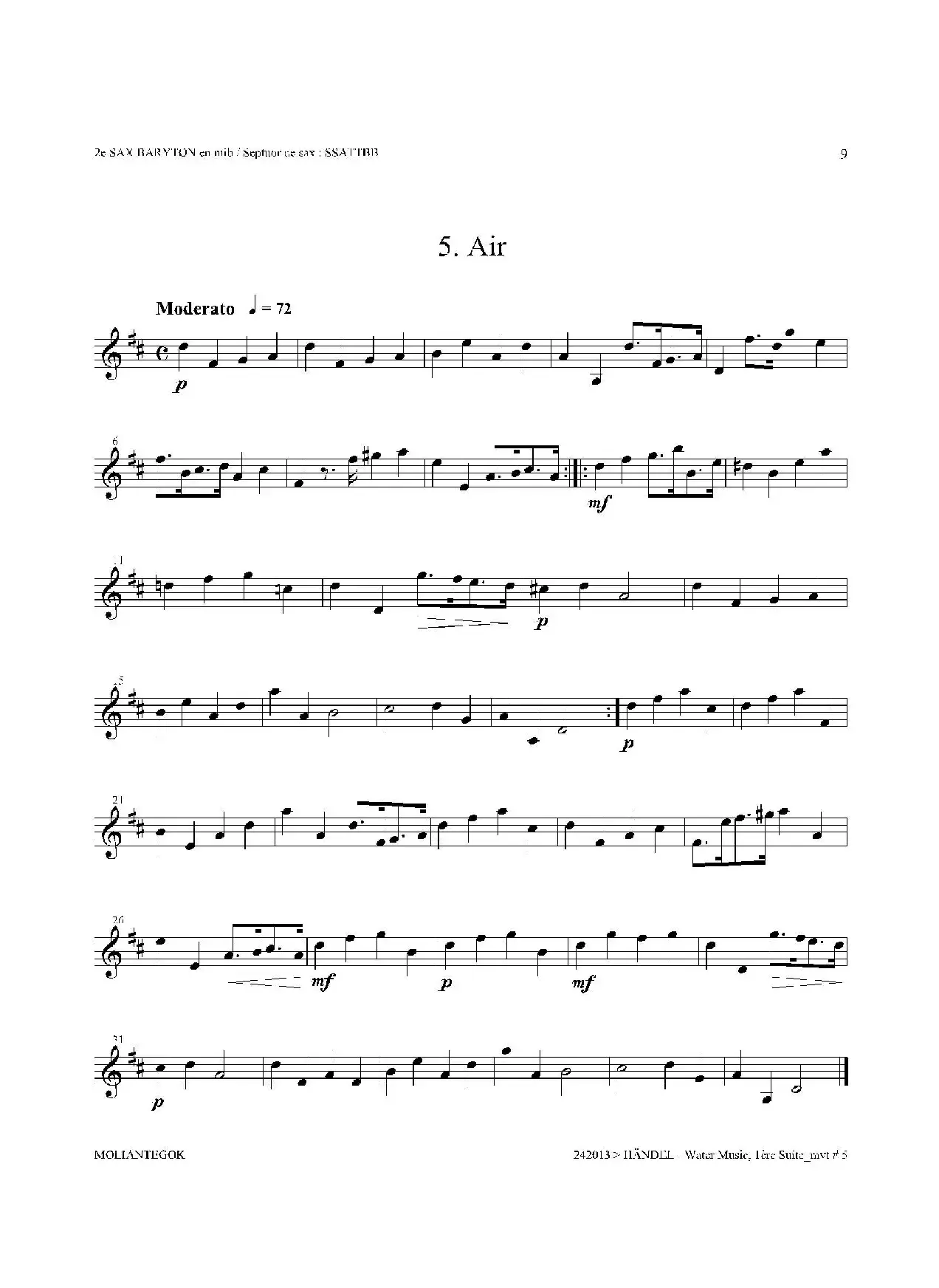 Water Music（HWV.348 No.1）（第二上低音萨克斯）