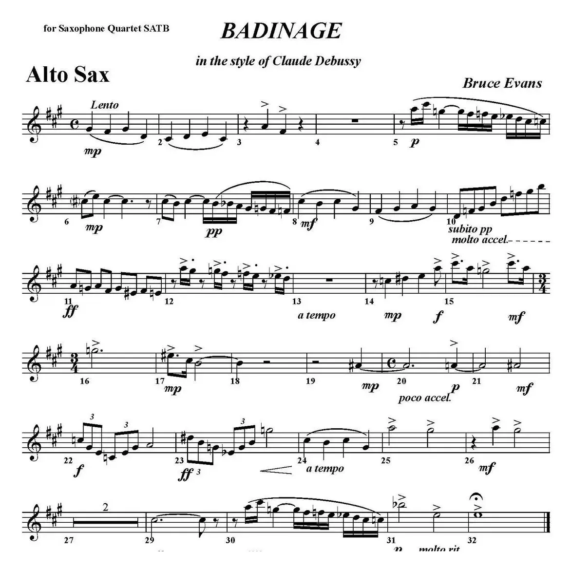 BADINAGE（四重奏·中音萨克斯分谱）