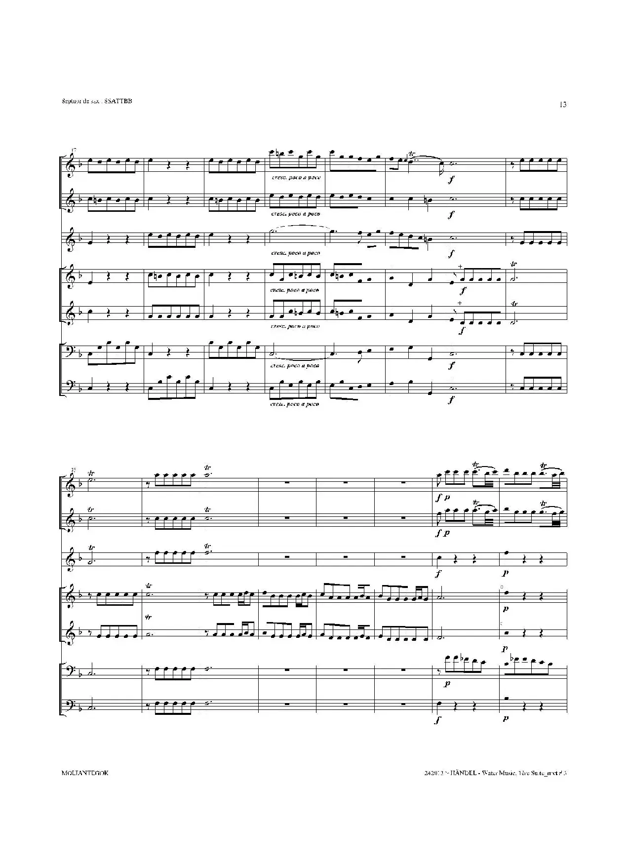 Water Music（HWV.348 No.1）（萨克斯合奏总谱）