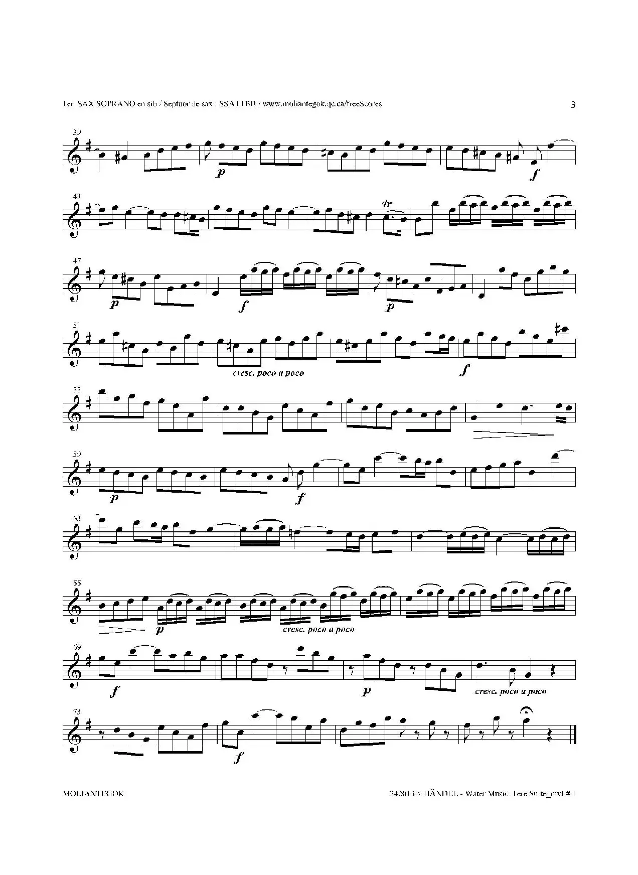 Water Music（HWV.348 No.1）（第一高音萨克斯）