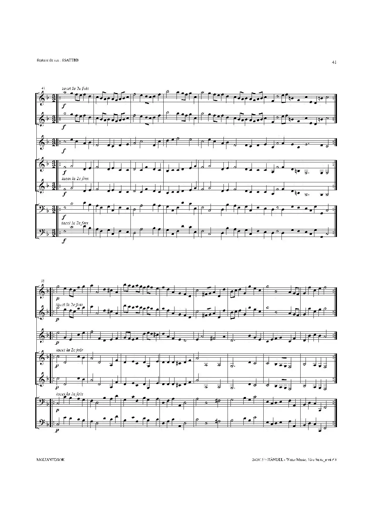 Water Music（HWV.348 No.1）（萨克斯合奏总谱）