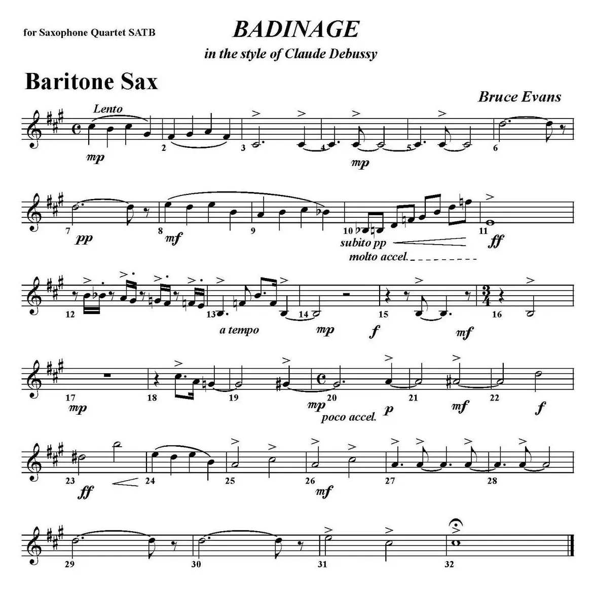 BADINAGE（四重奏·上低音萨克斯分谱）