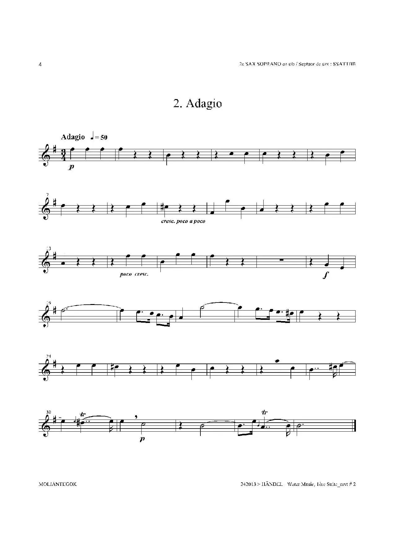 Water Music（HWV.348 No.1）（第二高音萨克斯）