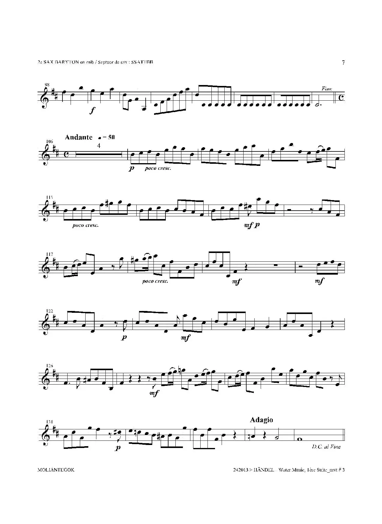 Water Music（HWV.348 No.1）（第二上低音萨克斯）