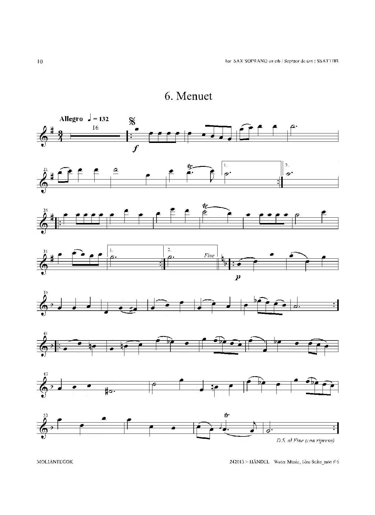 Water Music（HWV.348 No.1）（第一高音萨克斯）