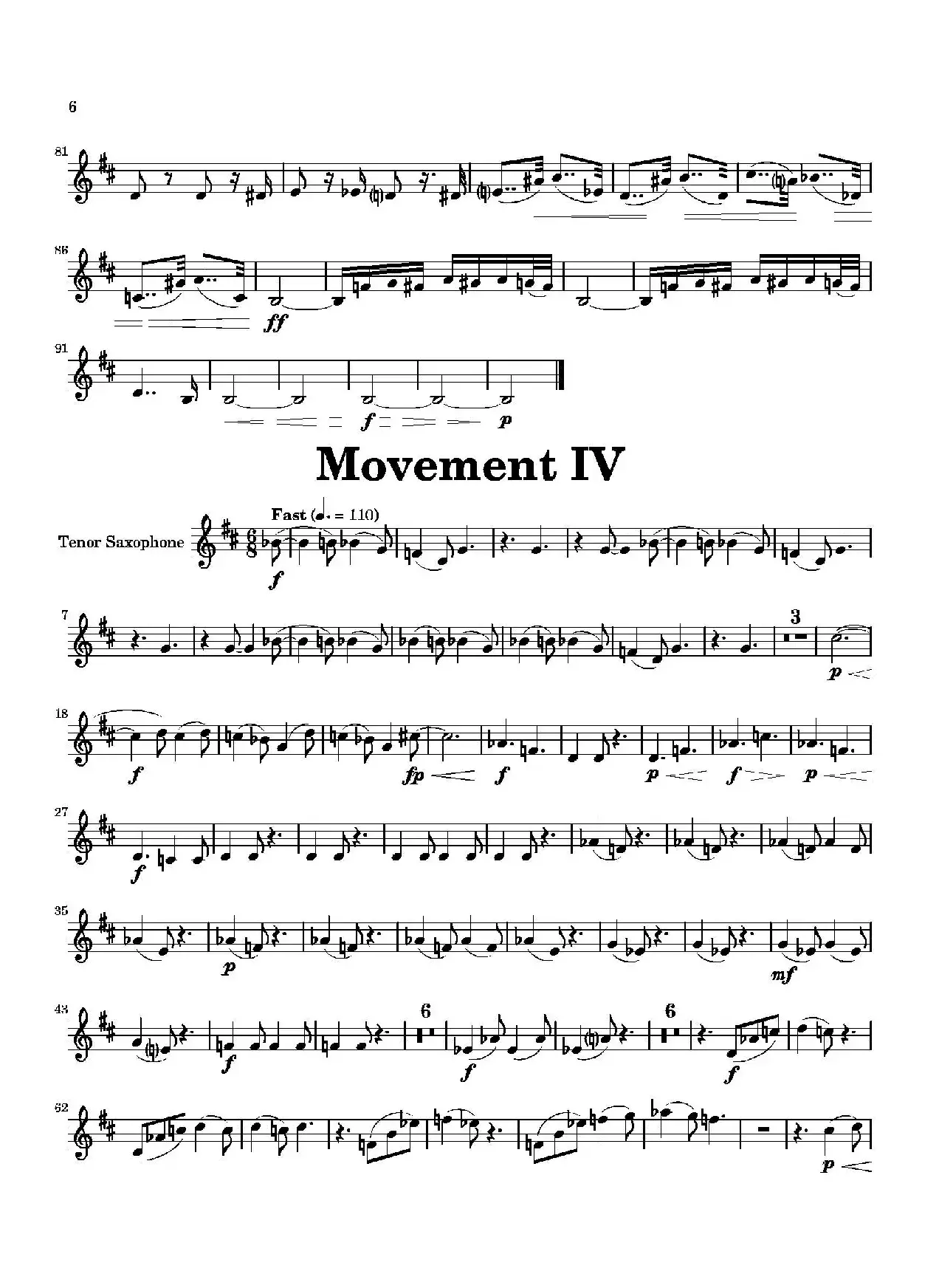 Movement（四重奏次中音萨克斯分谱）