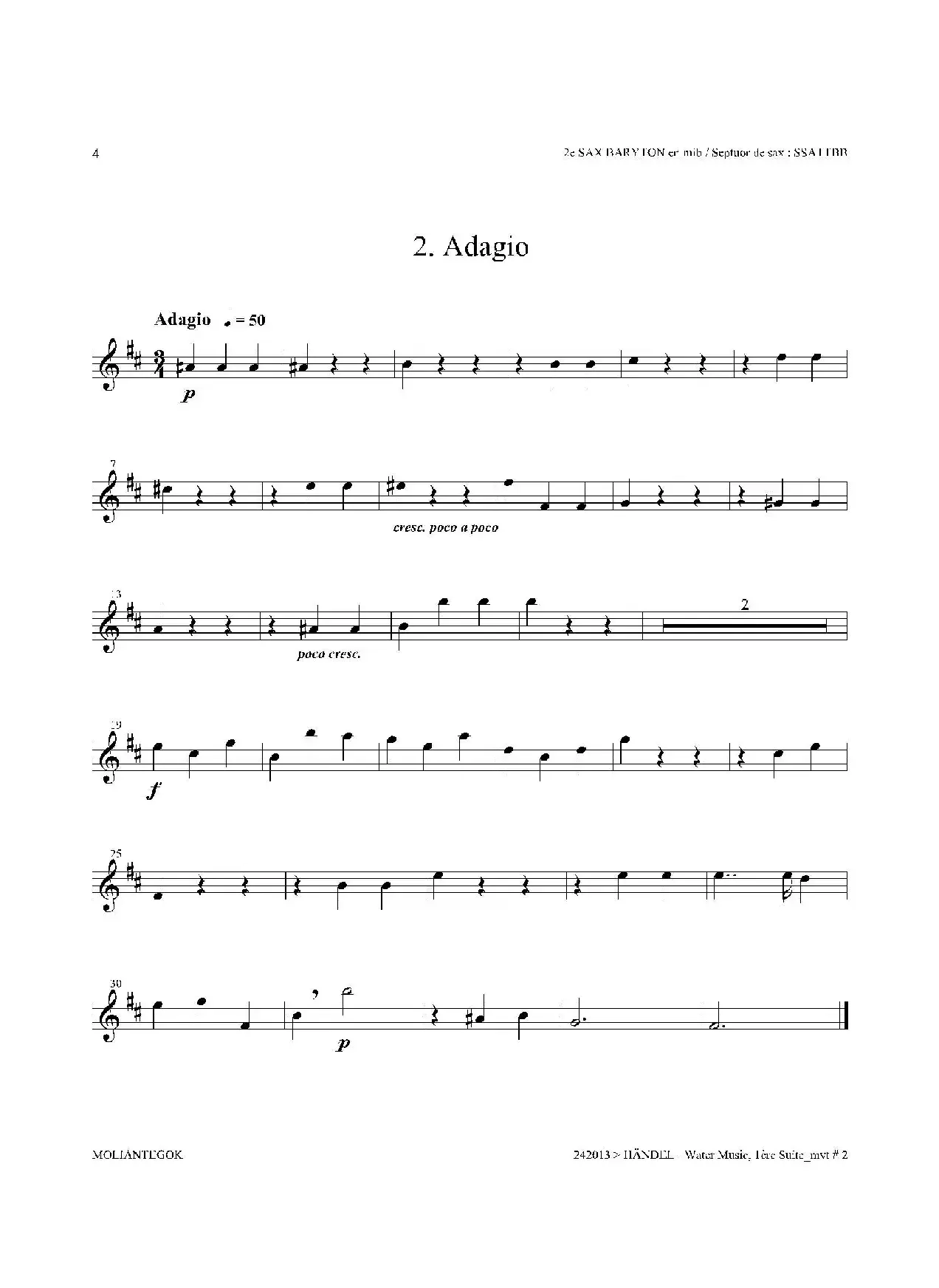 Water Music（HWV.348 No.1）（第二上低音萨克斯）