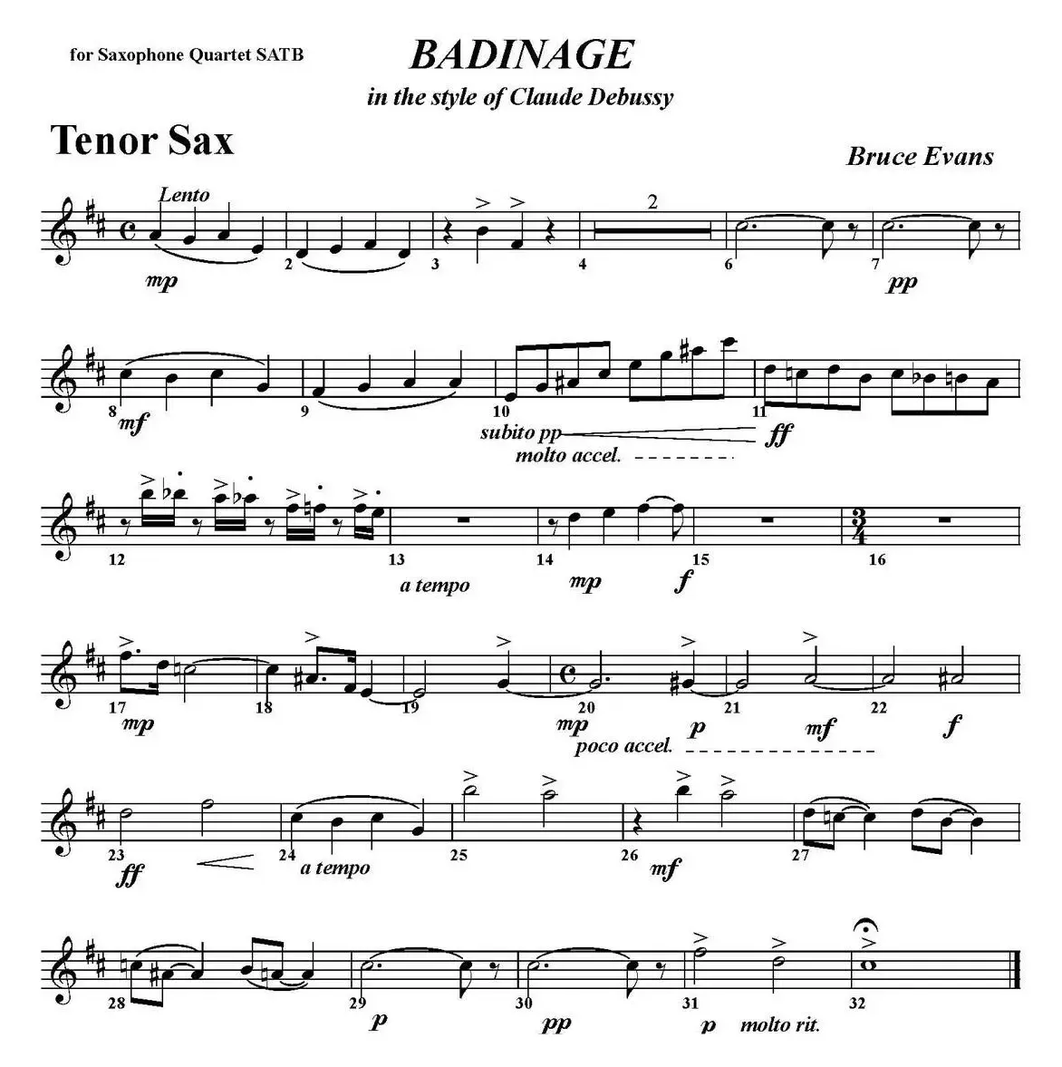 BADINAGE（四重奏·次中音萨克斯分谱）