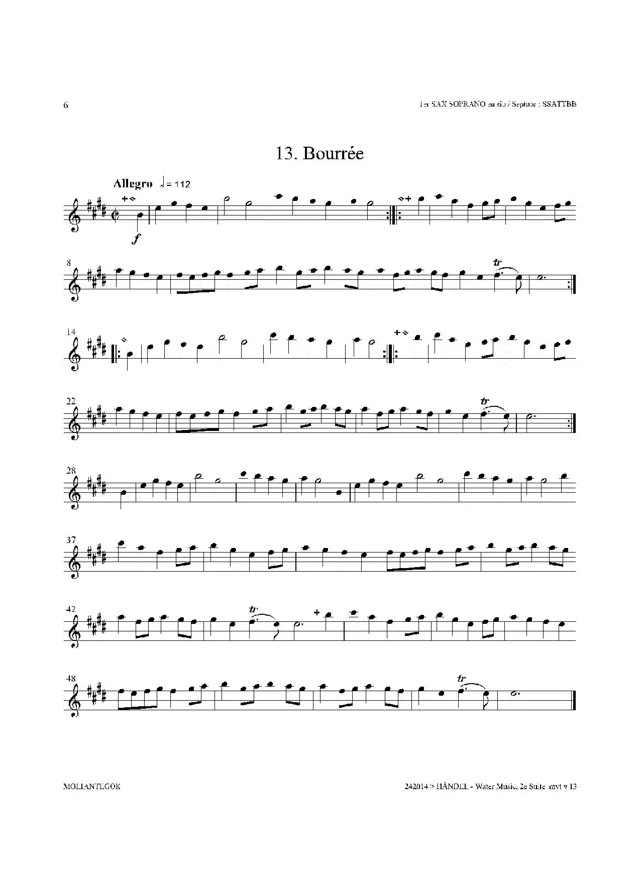 Water Music（HWV.349 No.2）（第一高音萨克斯）