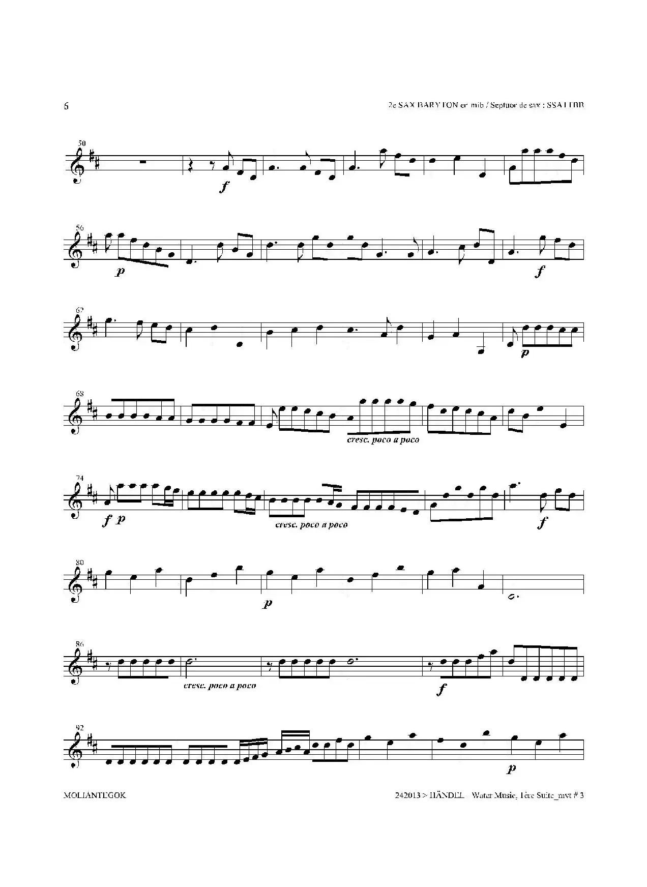 Water Music（HWV.348 No.1）（第二上低音萨克斯）