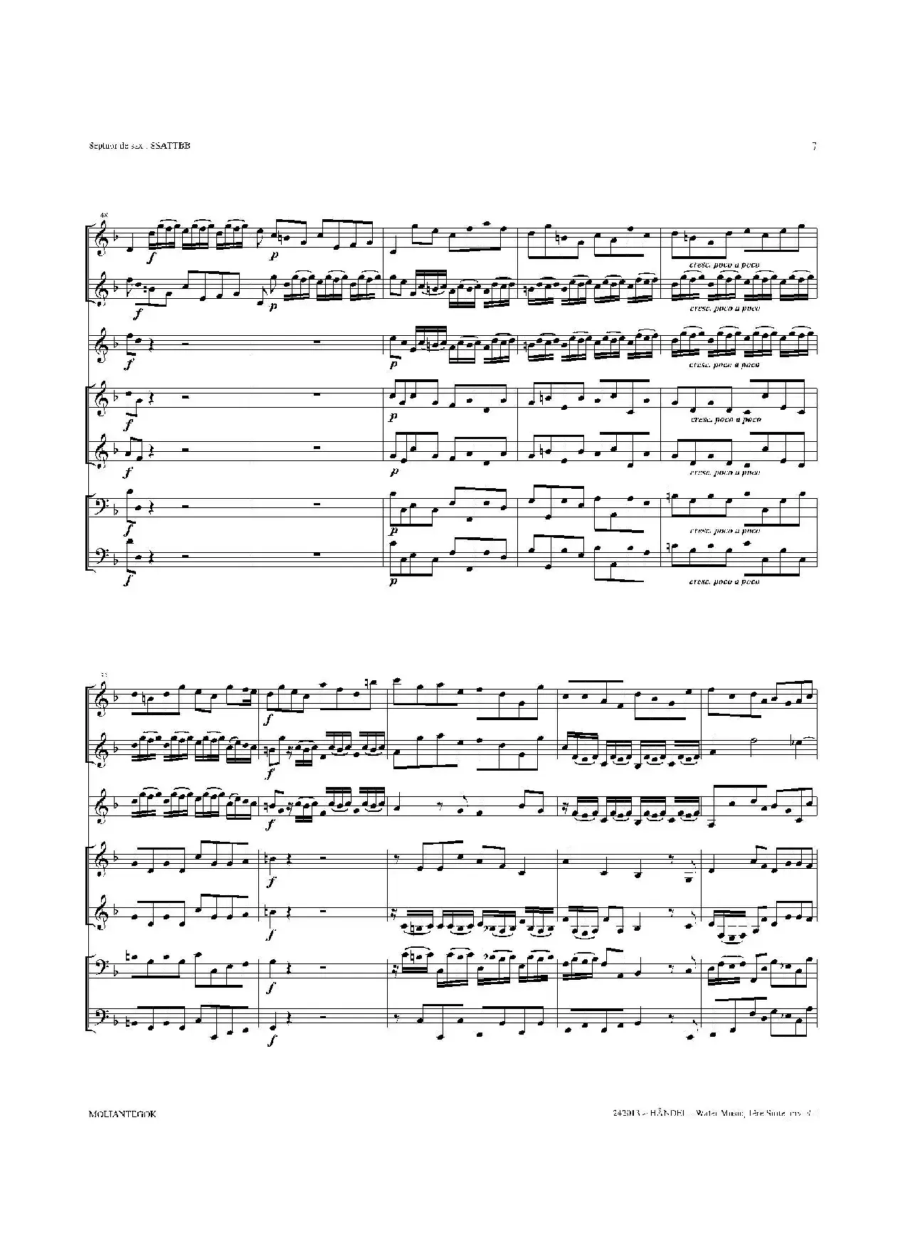 Water Music（HWV.348 No.1）（萨克斯合奏总谱）