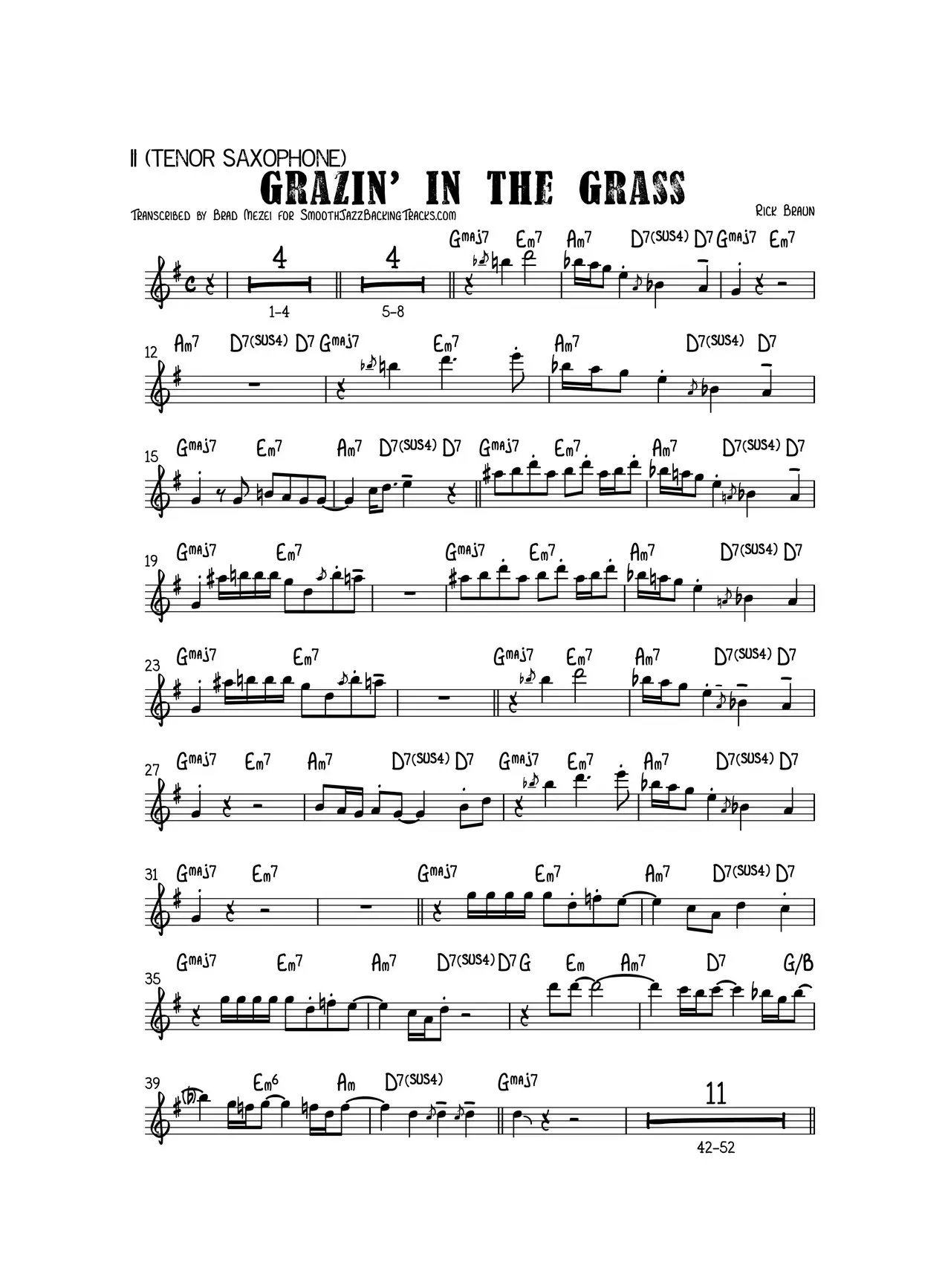 GrazinIn The Grass（次中音萨克斯）