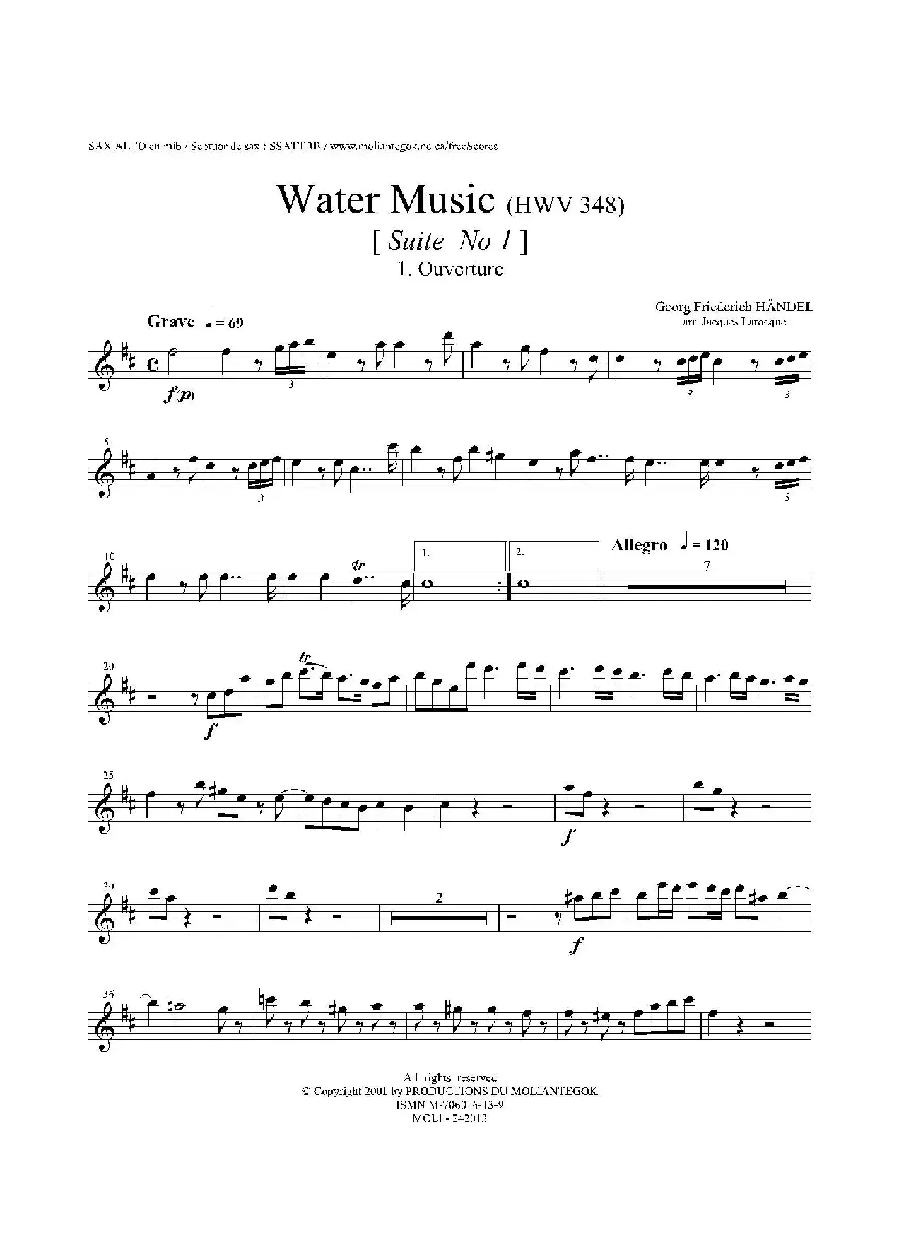 Water Music（HWV.348 No.1）（中音萨克斯）