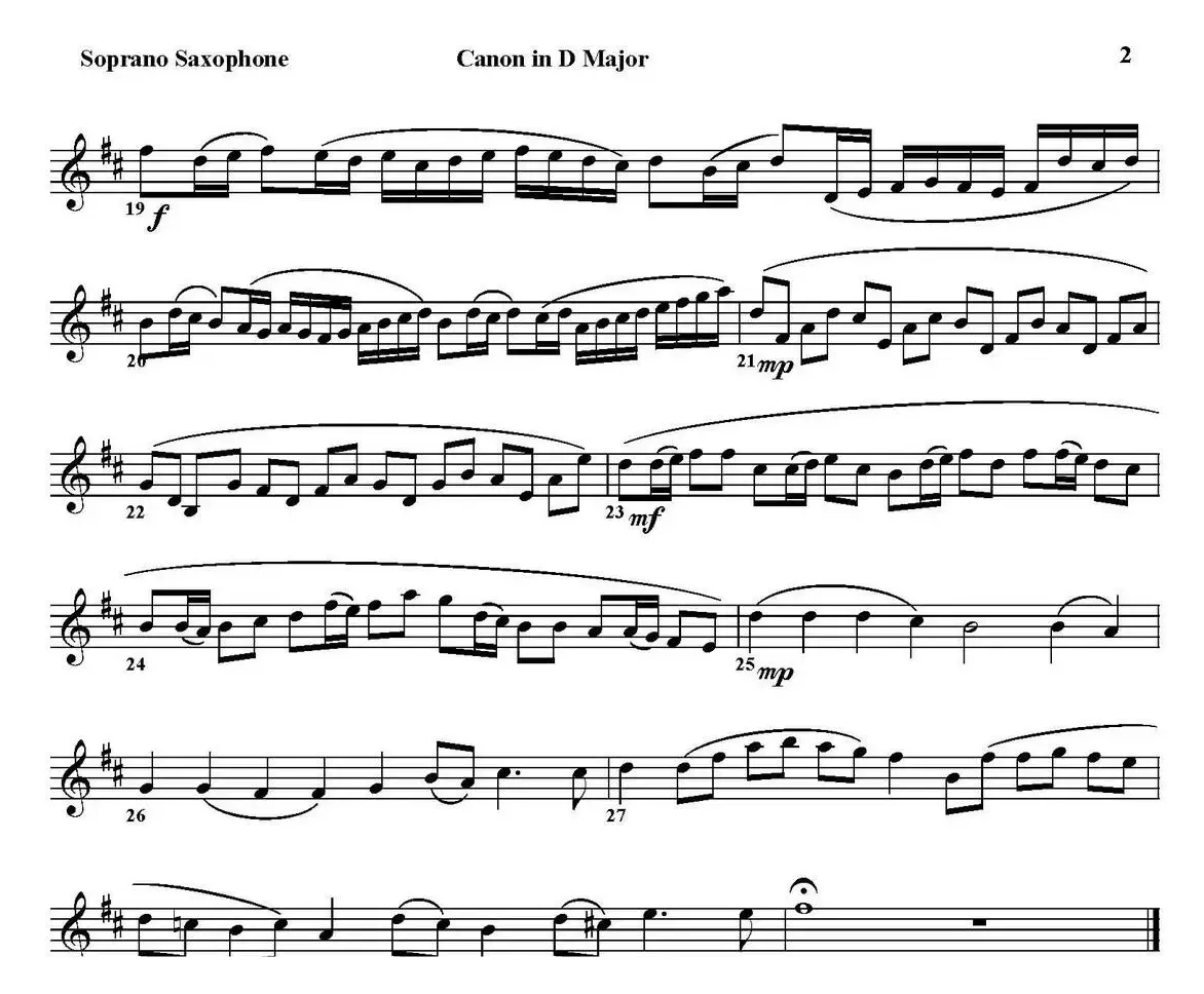 CANON IN D MAJOR（四重奏·高音萨克斯分谱）