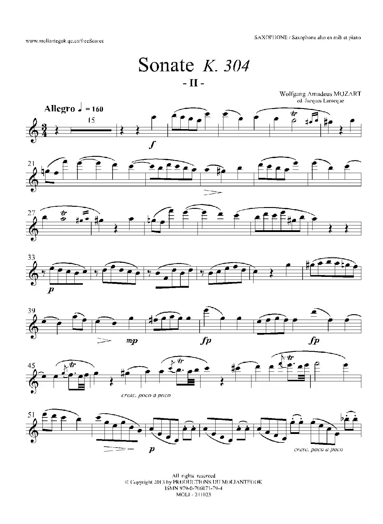 奏鸣曲 Op.304（中音萨克斯）