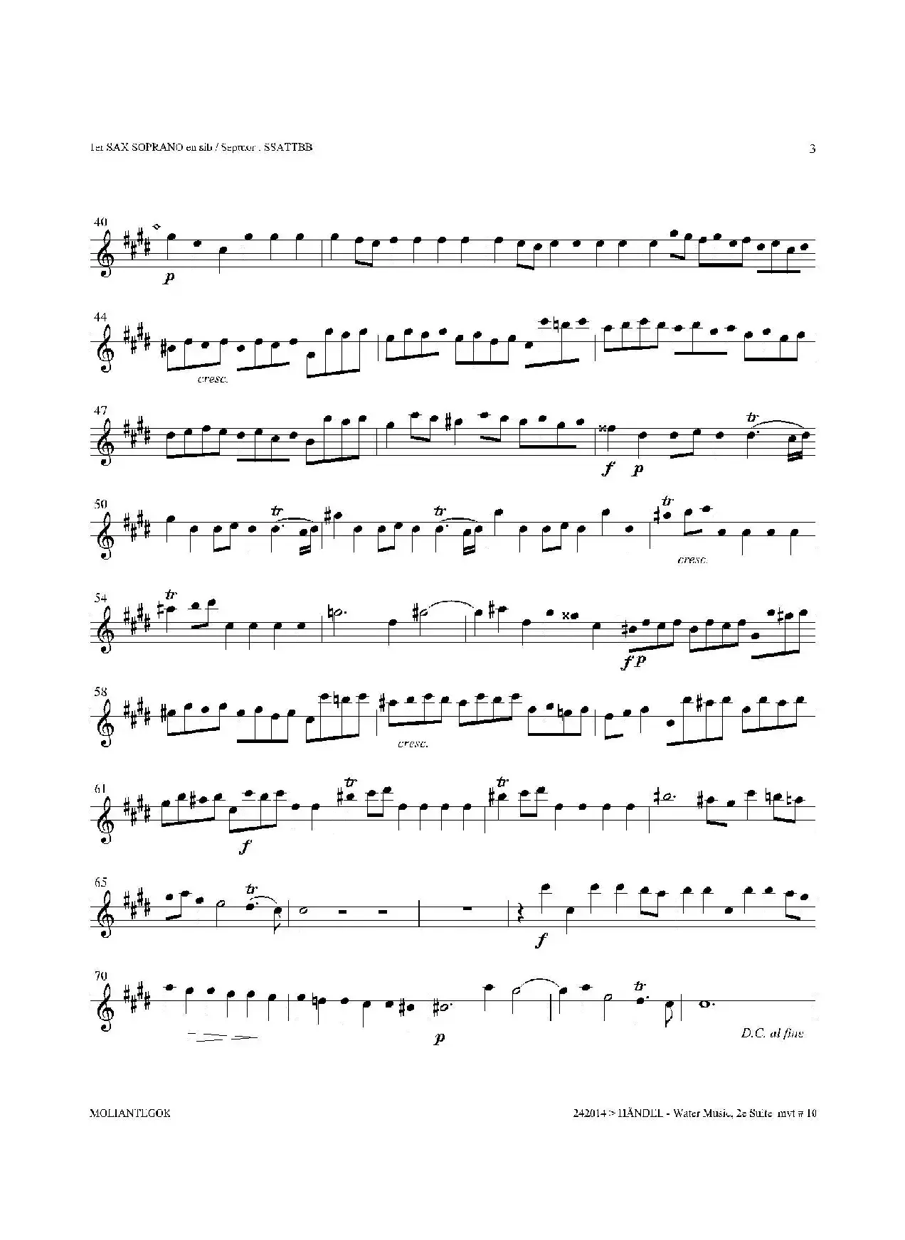 Water Music（HWV.349 No.2）（第一高音萨克斯）