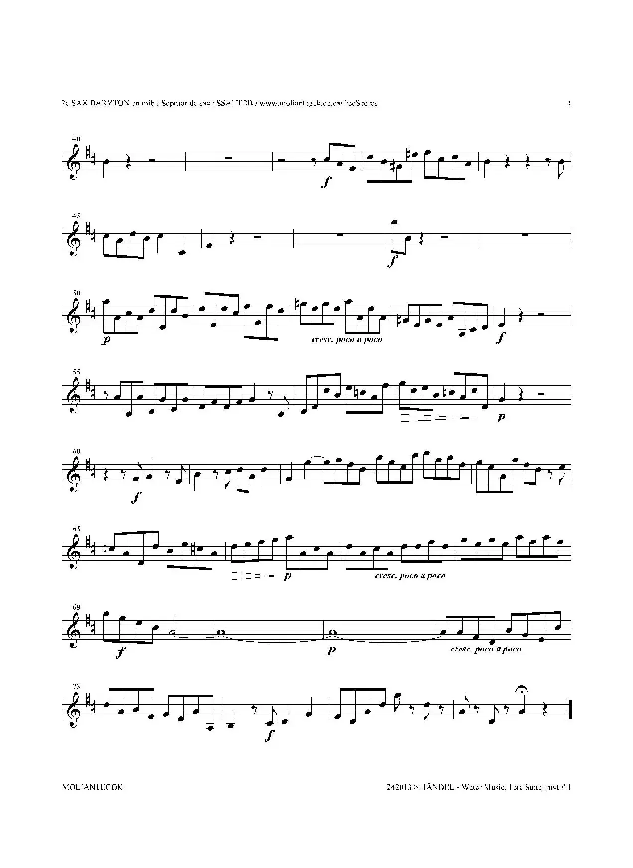 Water Music（HWV.348 No.1）（第二上低音萨克斯）