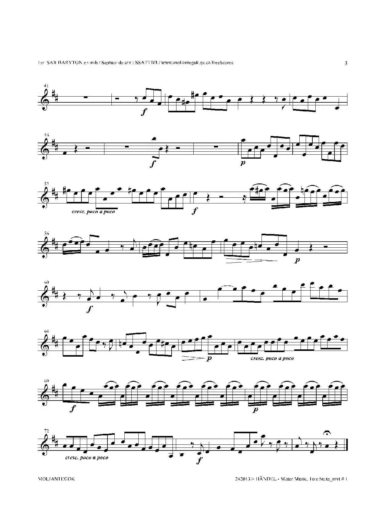 Water Music（HWV.348 No.1）（第一上低音萨克斯）