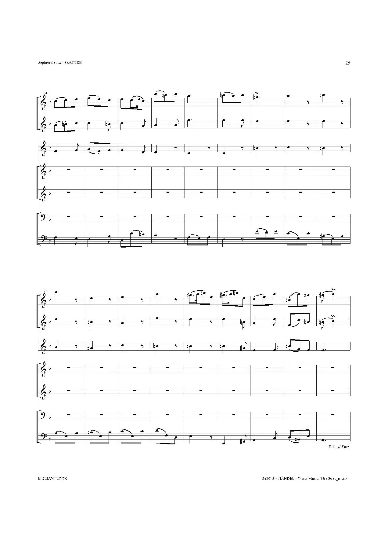 Water Music（HWV.348 No.1）（萨克斯合奏总谱）