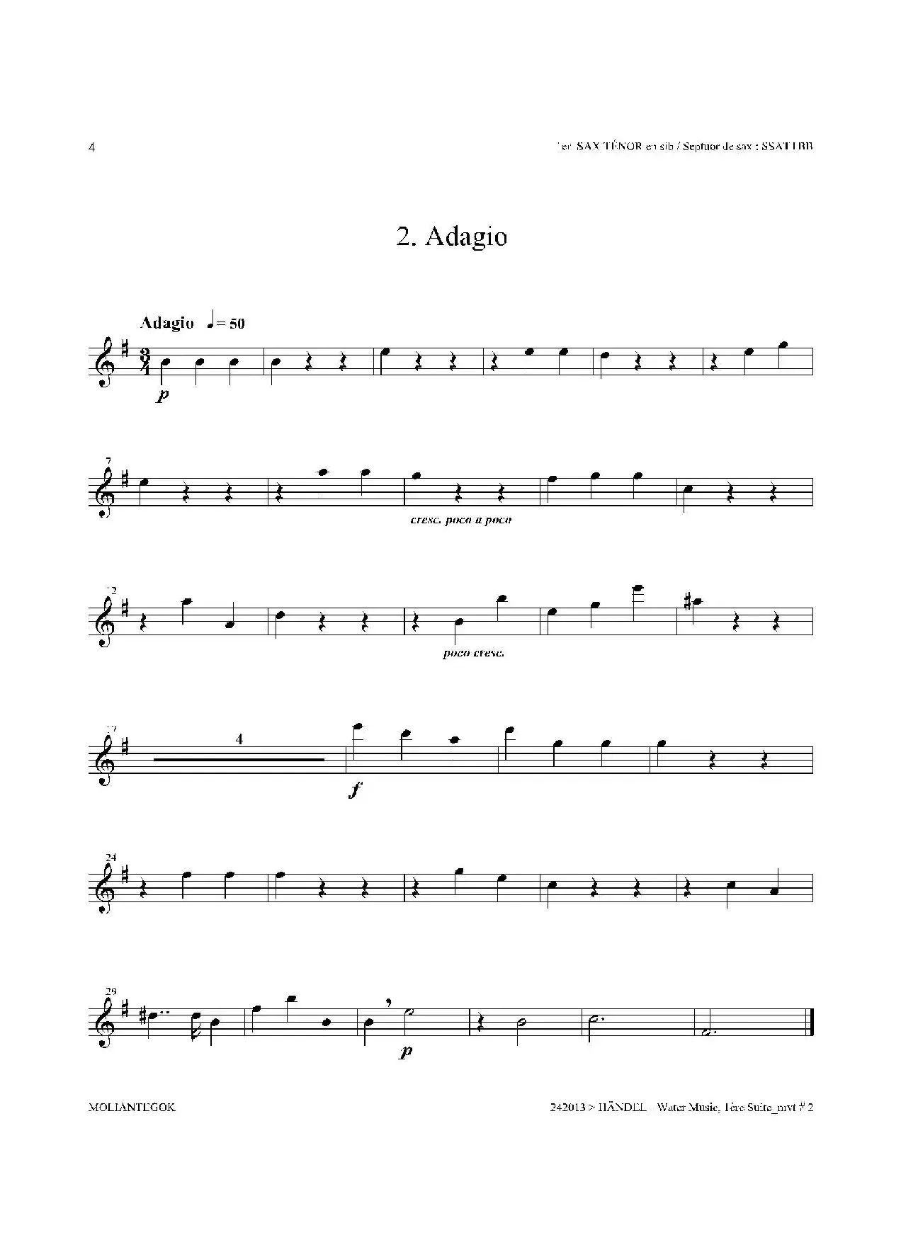 Water Music（HWV.348 No.1）（第一次中音萨克斯）