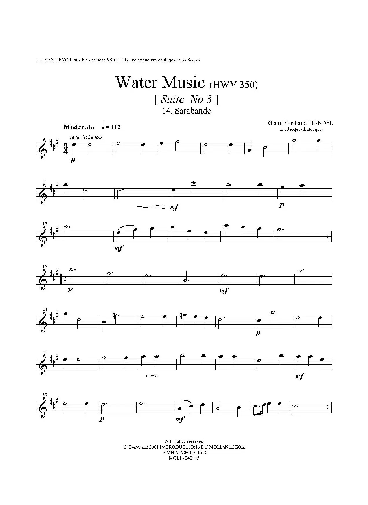 Water Music（HWV.350 No.3）（第一次中音萨克斯）