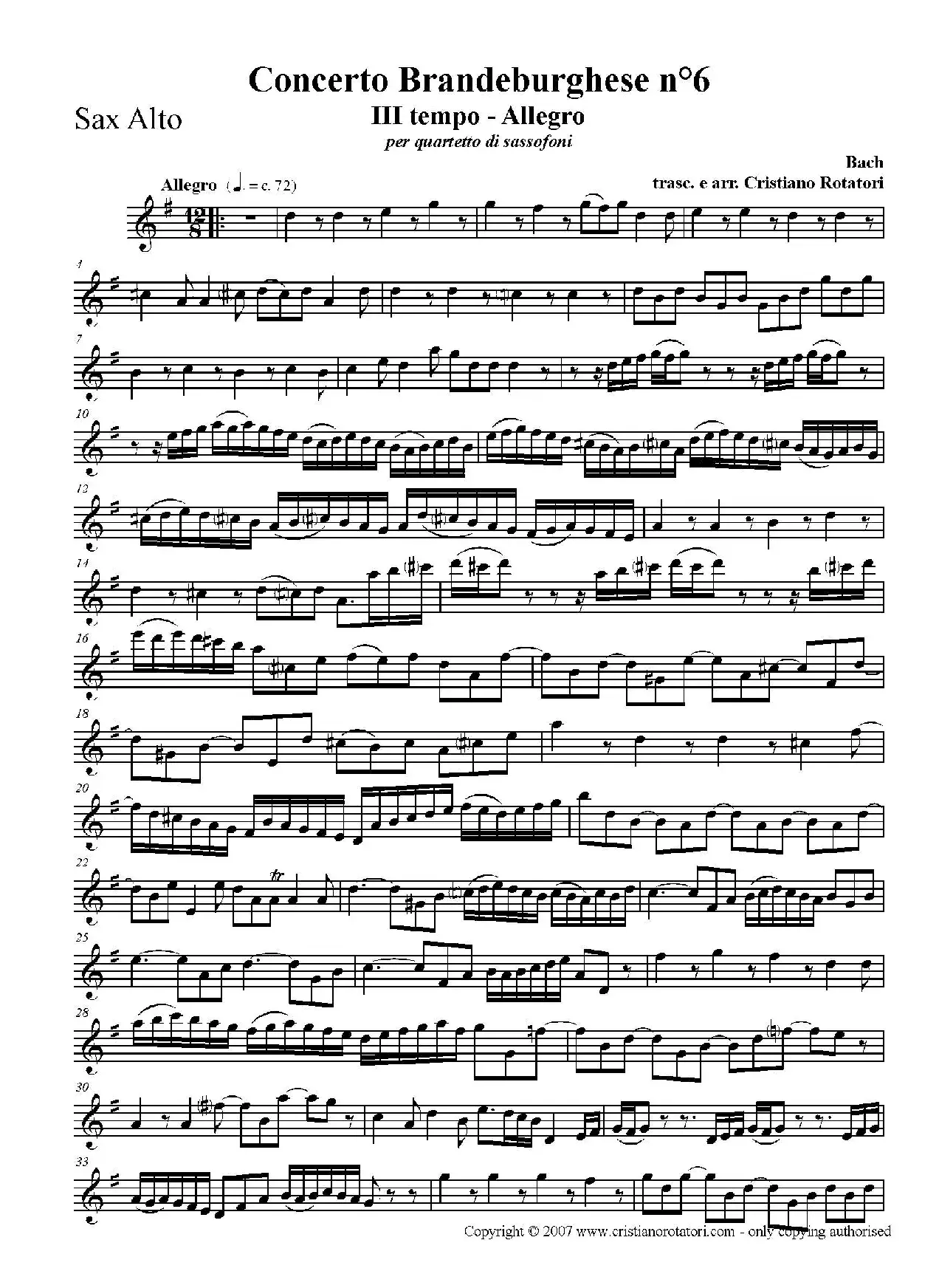 Concerto Brandeburghese（低音萨克斯）