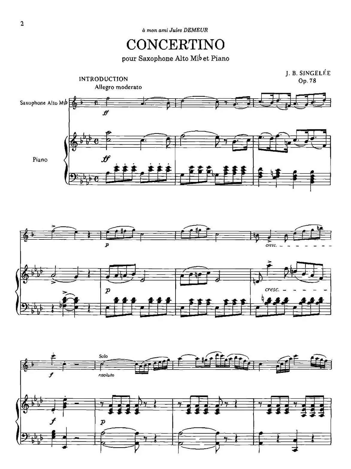 CONCERTino Op.78（萨克斯+钢琴伴奏）