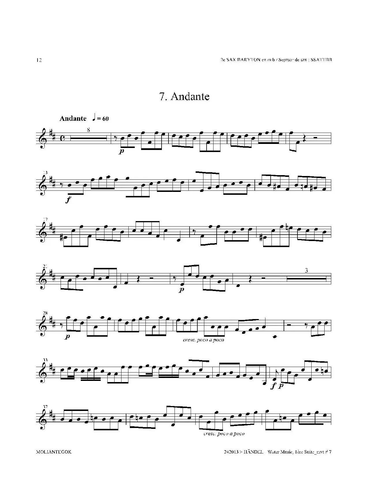 Water Music（HWV.348 No.1）（第二上低音萨克斯）