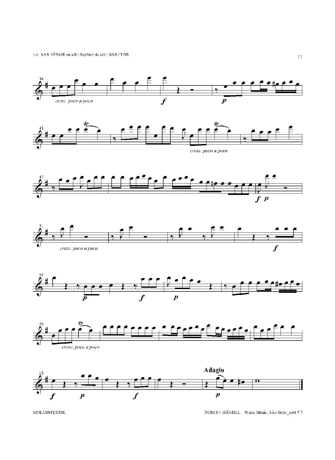 Water Music（HWV.348 No.1）（第一次中音萨克斯）