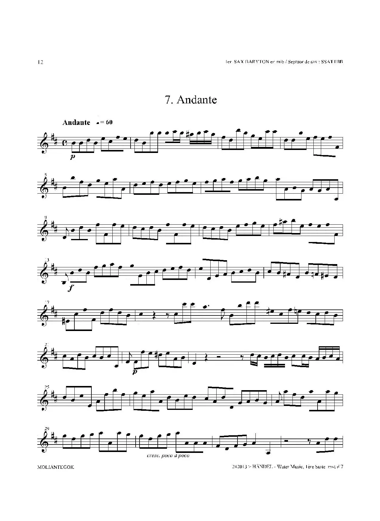 Water Music（HWV.348 No.1）（萨克斯合奏总谱）