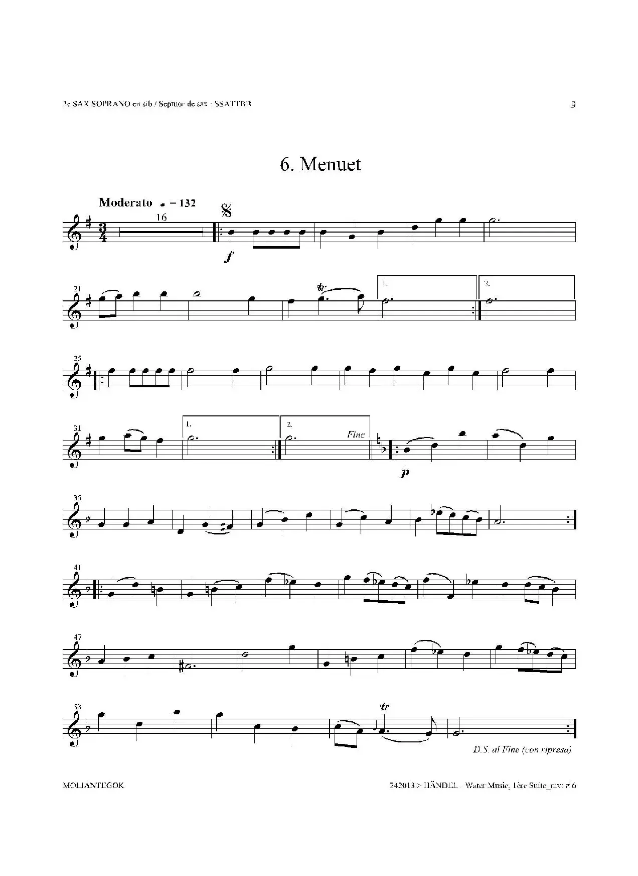 Water Music（HWV.348 No.1）（第二高音萨克斯）