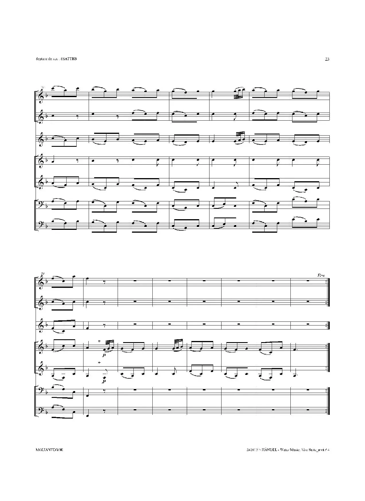 Water Music（HWV.348 No.1）（萨克斯合奏总谱）