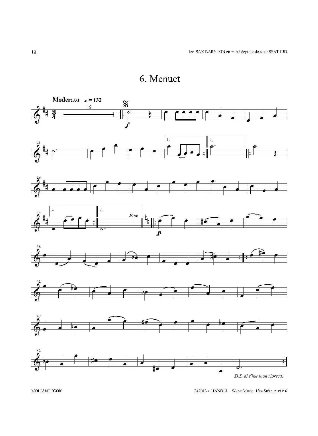 Water Music（HWV.348 No.1）（第一上低音萨克斯）