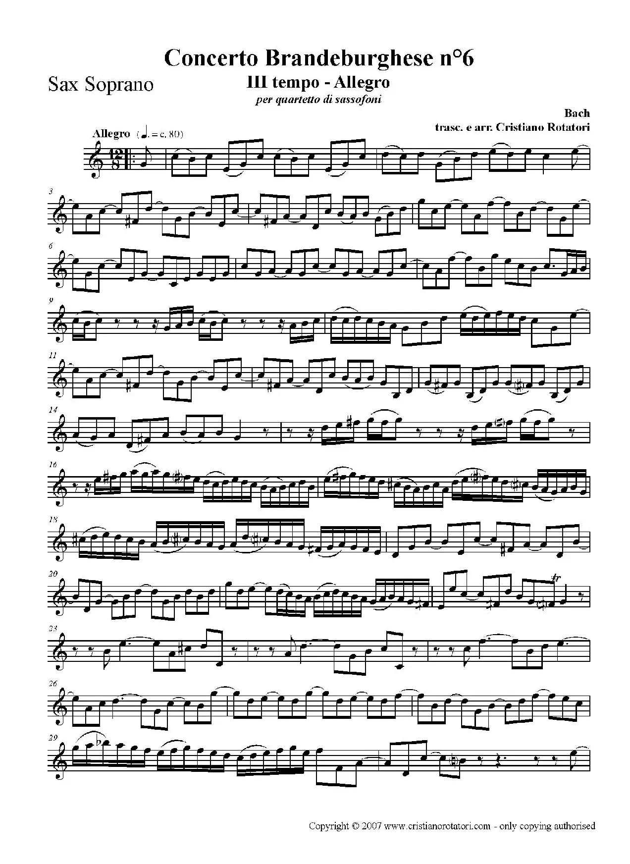 Concerto Brandeburghese（高音萨克斯）