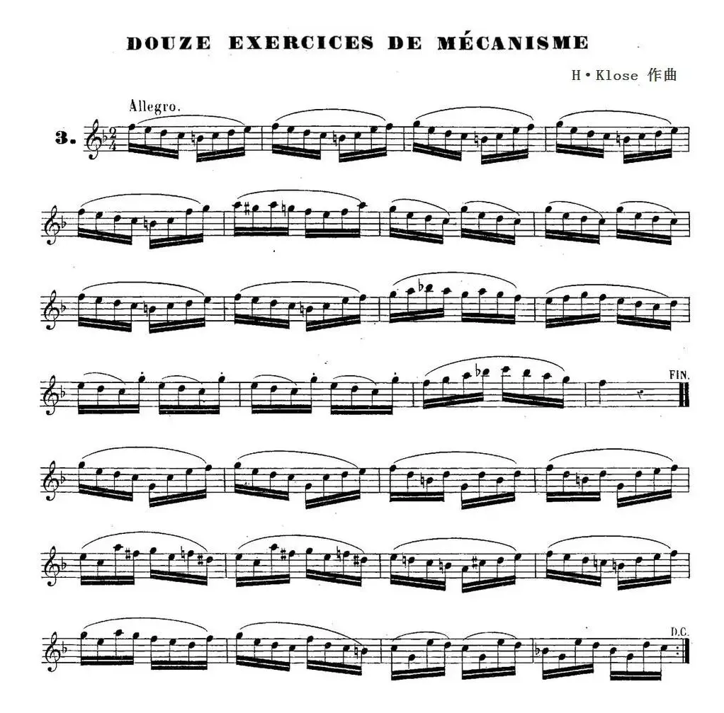 H·Klose练习曲（douze exercices de mecanisme—3）