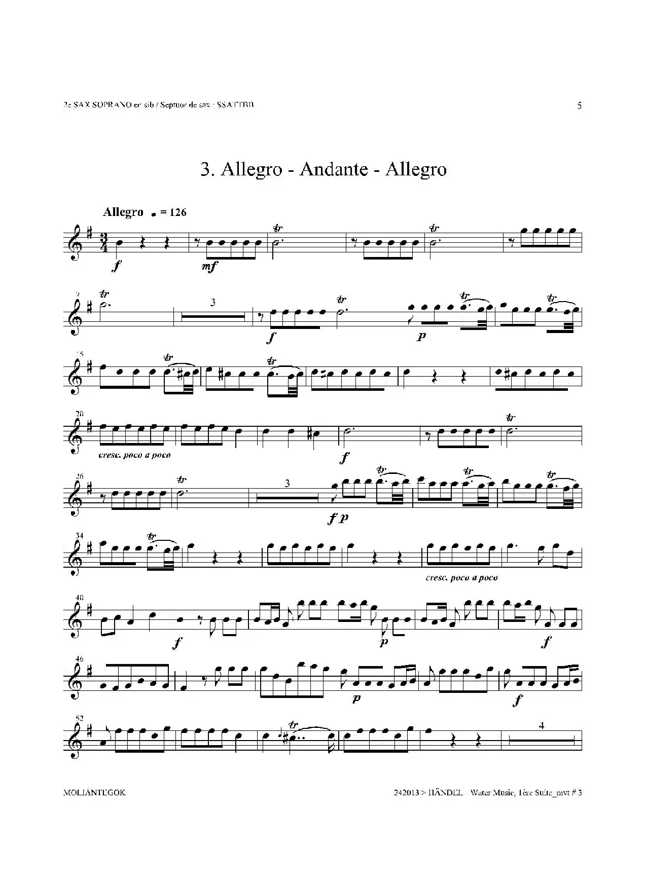 Water Music（HWV.348 No.1）（第二高音萨克斯）