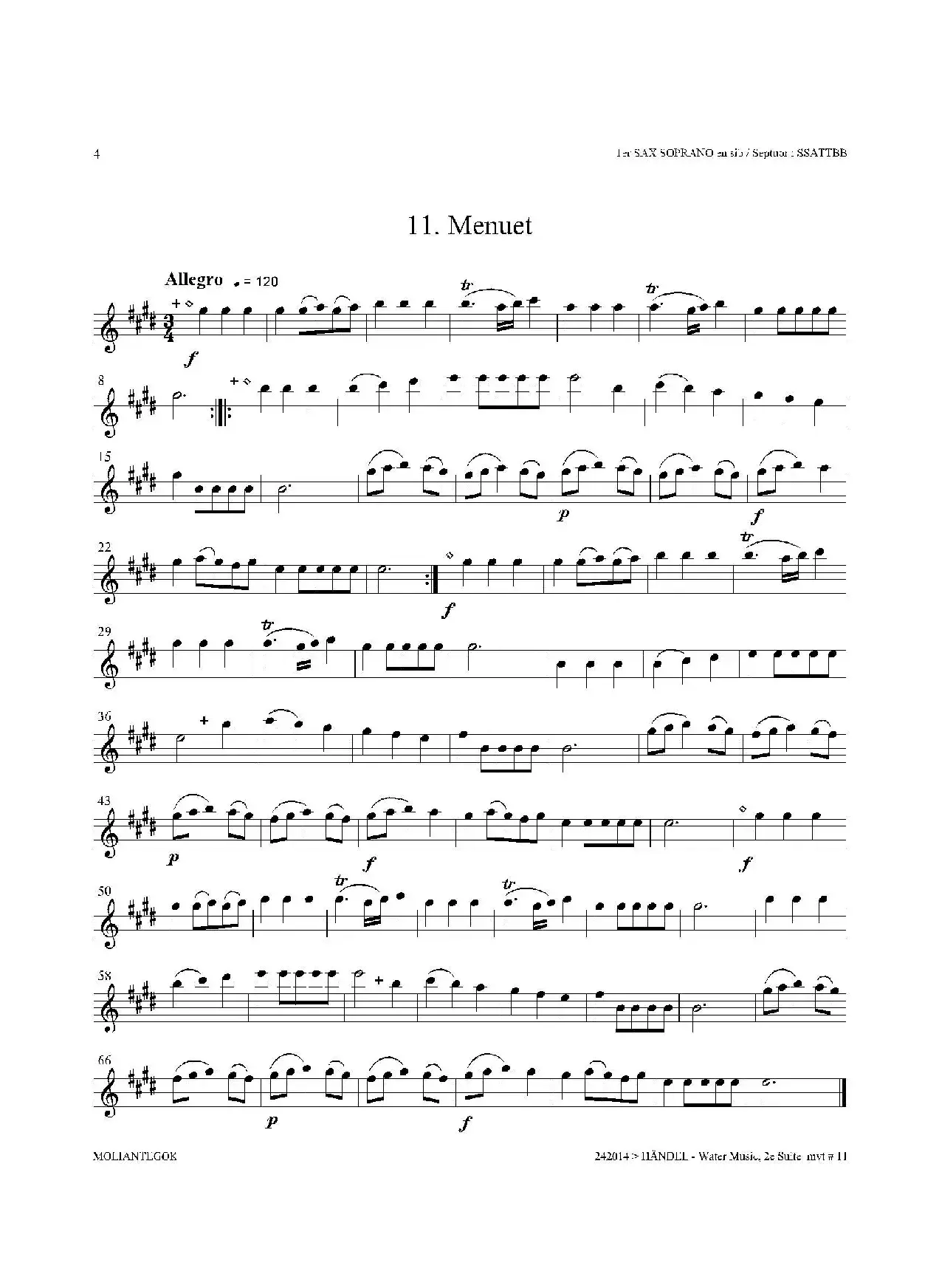 Water Music（HWV.349 No.2）（第一高音萨克斯）