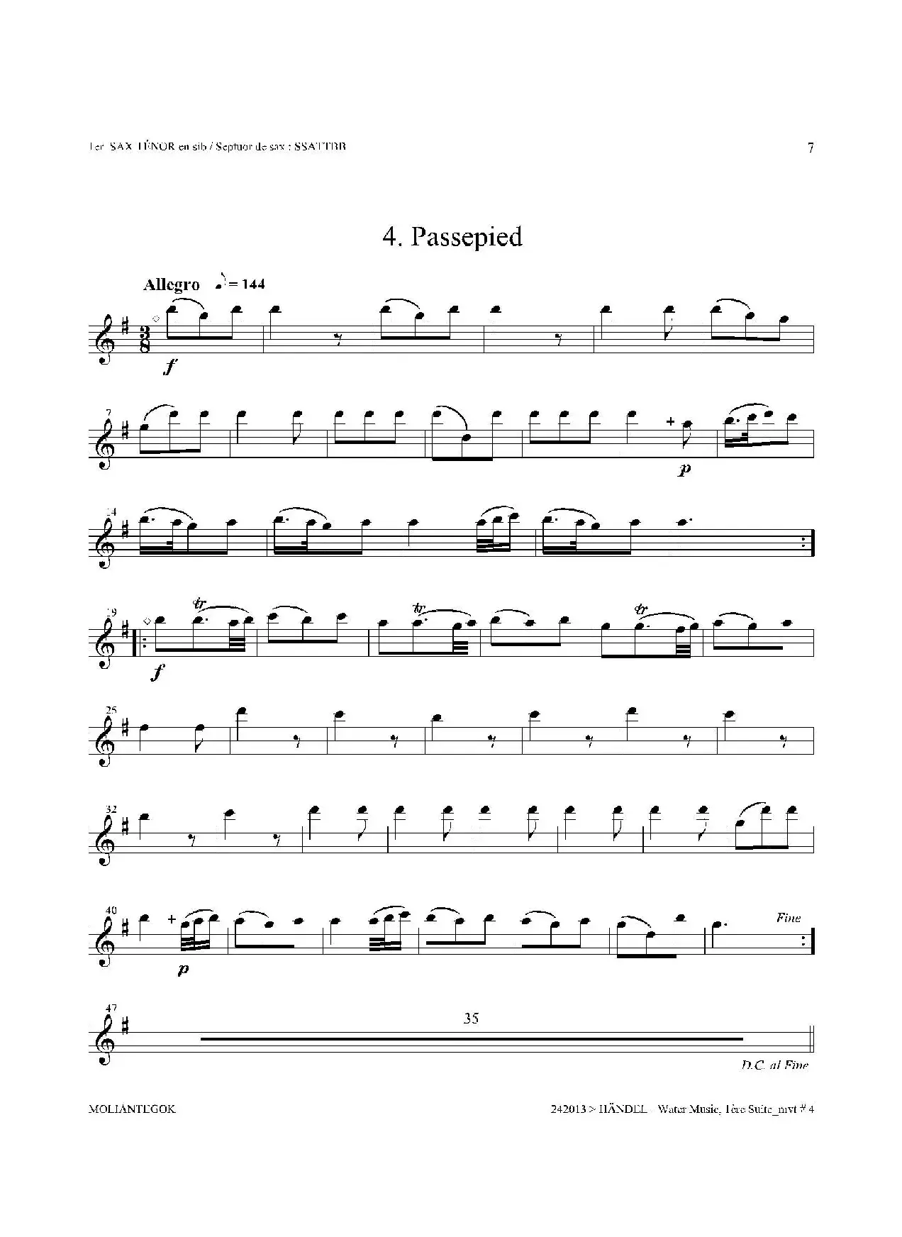 Water Music（HWV.348 No.1）（第一次中音萨克斯）