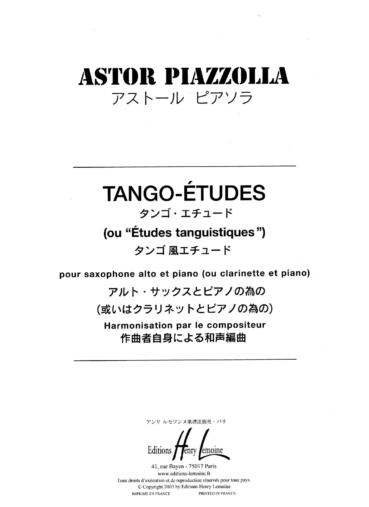 Tango Etudes