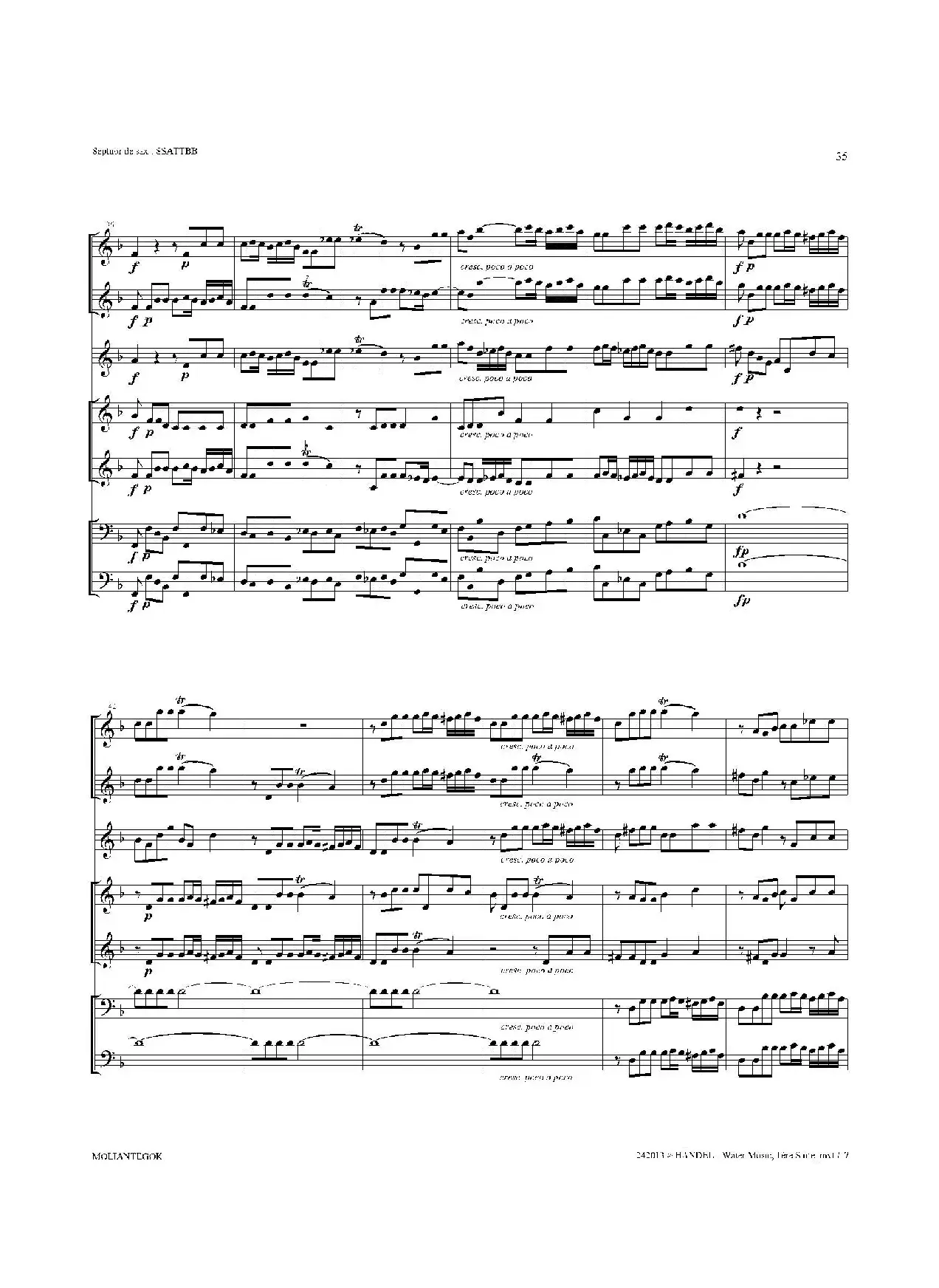 Water Music（HWV.348 No.1）（萨克斯合奏总谱）